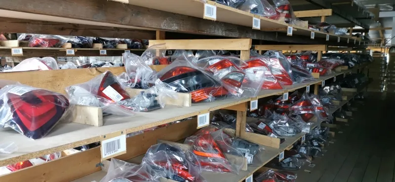 Tail lights in bags with barcodes
